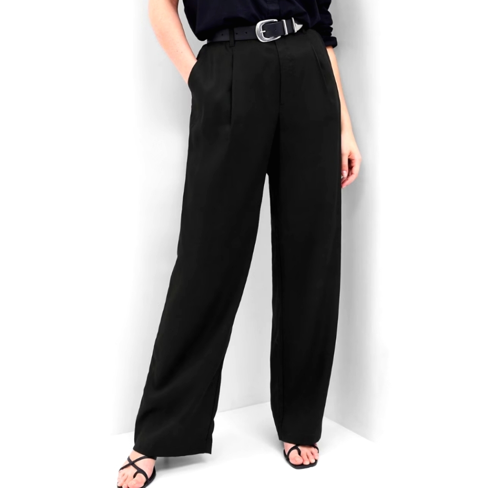 GAP Tencel Lyocell Black Pleated Trousers 0p